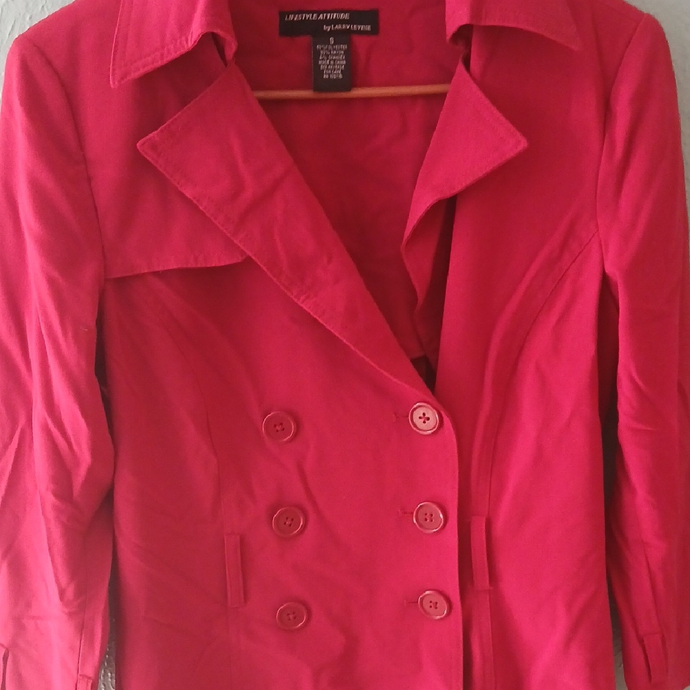 Larry Levine Red Double-Breasted Jacket Womens Sz S, NWT